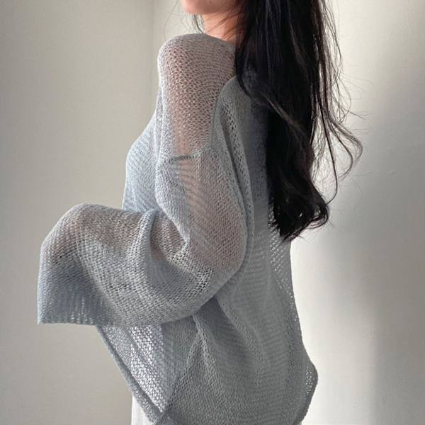 Hollow Out Puserot Neulepuserot HARMAA Grey