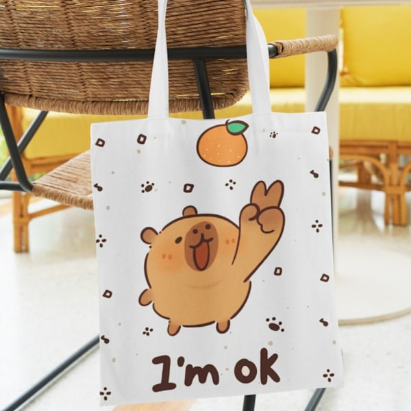 Canvasväska Tecknad Capybara Tote 9 9 9