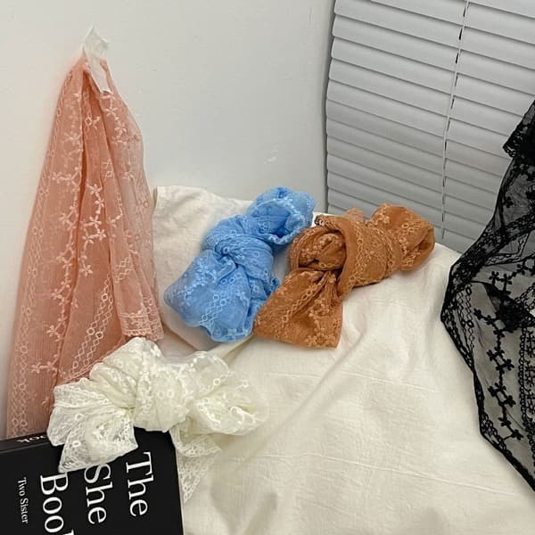 Hårscarf i spets, blå blue