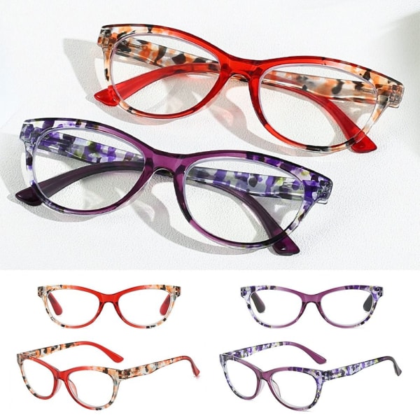 Anti-blåt lys læsebriller Firkantede briller LILLA Purple Strength 200