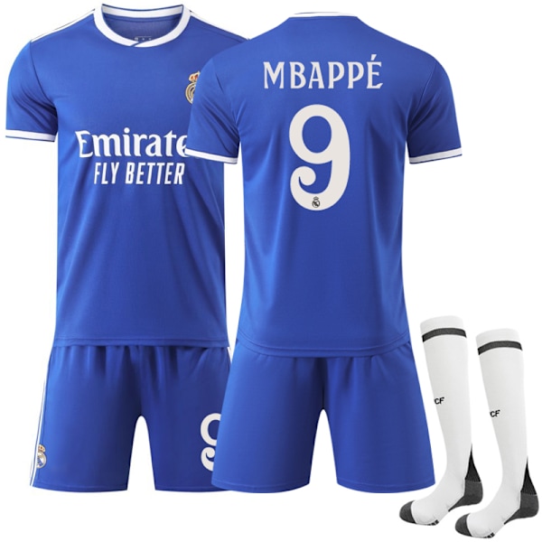 2025-2026 Real Madrid Bortaställ Fotbollskit med Strumpor Nr 9 Mbappe 28