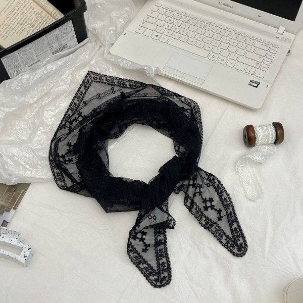 Lace Hår Scarf Headscarf SVART black