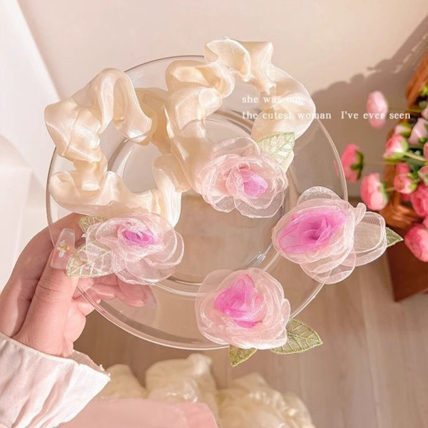 Rose Flower Hair Ring Hair Scrunchies C-HAIR RING C-HAIR RING C-Hair Ring