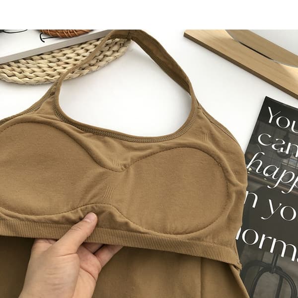 Halter Tank Top Ermeløs Topp Stropp HVIT white