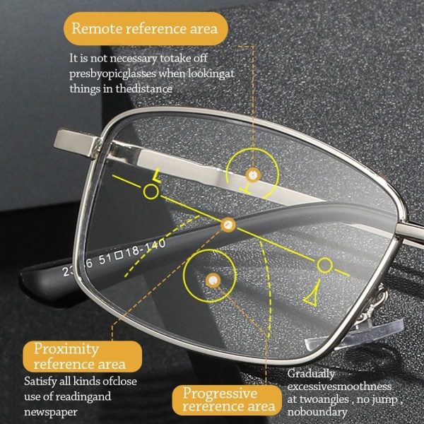 Anti-blåt lys læsebriller Firkantede briller SØLV Silver Strength 400