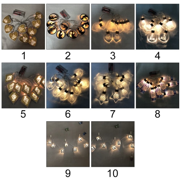 2m 10 LED Eid Mubarak LED String Light Ramadan Lantern 10 10