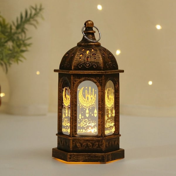 EID Mubarak Lighting Ornament Bærbar LED Palace Lantern White