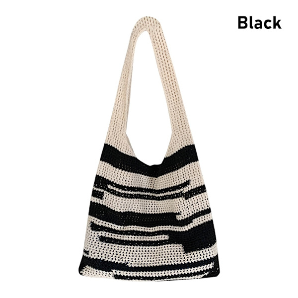 Hæklet Tote Bag Skuldertaske SORT Black