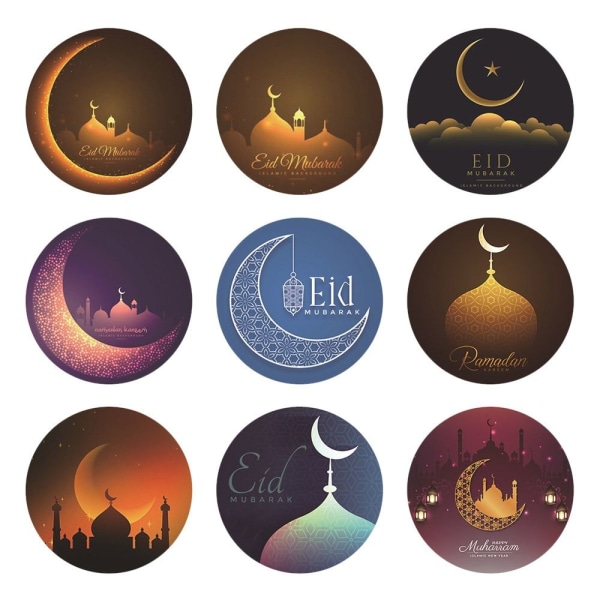 90 stk Eid Mubarak Sticker Dekorationer Etiket Stickers 6 6