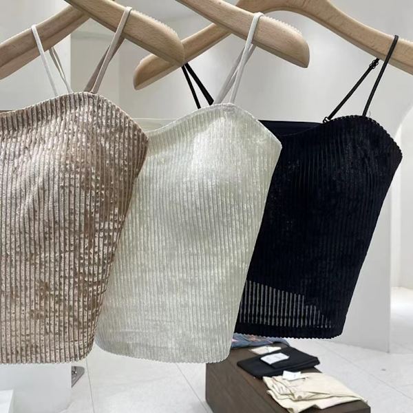 Sammets ärmlös väst Camisole KHAKI Khaki