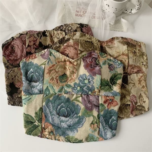 Raidallinen selkätön toppi BEIGE Beige