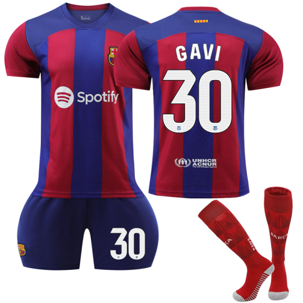 2023-2024 Barcelona home children's football jersey No. 30 Gavi 22