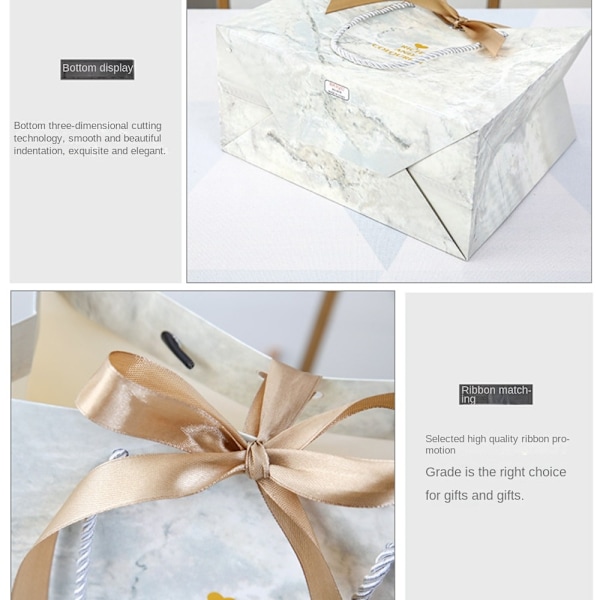 Gavepose Marmormønster papirpose GOLD&SILVER S S Gold&silver S-S