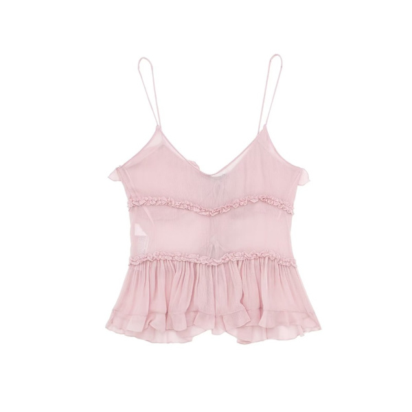 Mode flæse-tanktoppe med stropper, sort L Black L