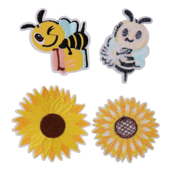 Broderede strygelapper Solsikke Daisy Patch Sy på