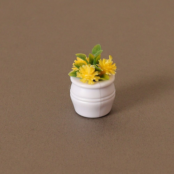 Dukkehus Miniature Plastic Simulation Vase GUL Yellow