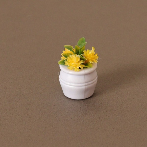Dukkehus Miniatyr plastsimuleringsvase GUL Yellow