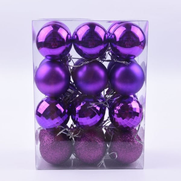 24stk Julekuler Ornamenter Xmas Juletre Ball LILLA Purple