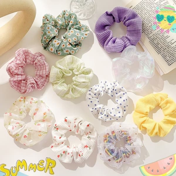 Blommiga Scrunchies Elastiskt Hårband 7 7 7