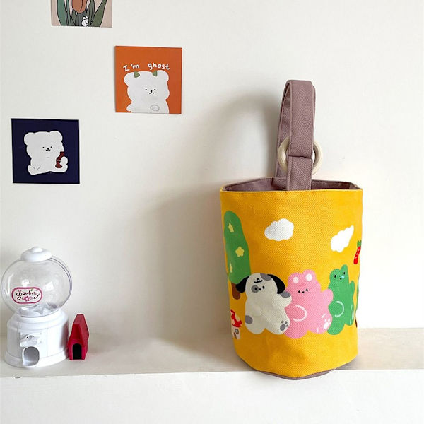 Canvas Handväskor Liten Bucket Bag GUL yellow