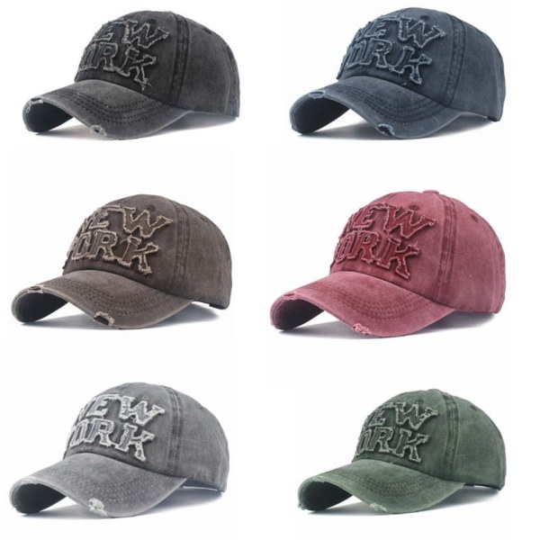 Broderi Baseball Kasketter Distressed Hole Faded Hatte GRÅ grey