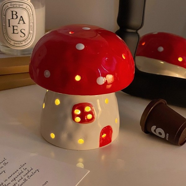 Creative Mushroom Night Light Keraaminen yövalo PUNAINEN Red