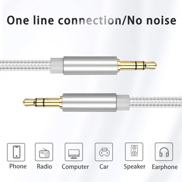 AUX-kabel Flätad Ljudkabel GULD 1M 1M Gold 1m-1m