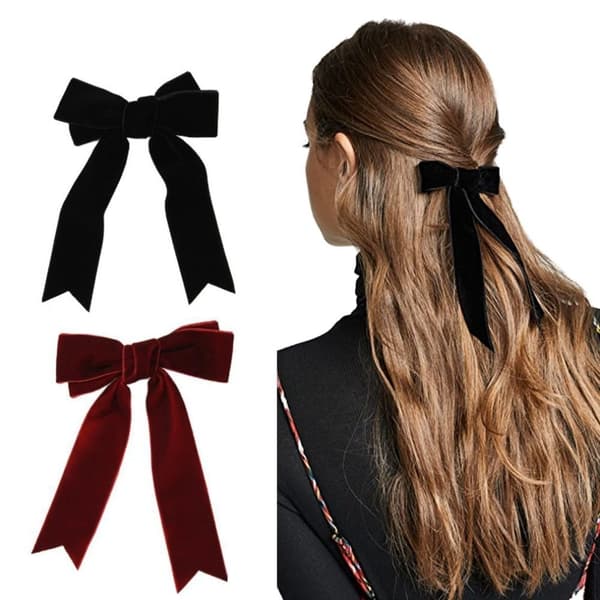 2 stk. Fløjlshårklips Buespændehårklips SORT 2 stk. 2 stk. Black 2 Pcs-2 Pcs