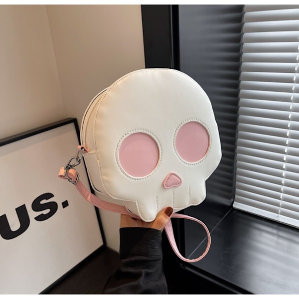 Læder skuldertaske Skull Crossbody taske HVID White