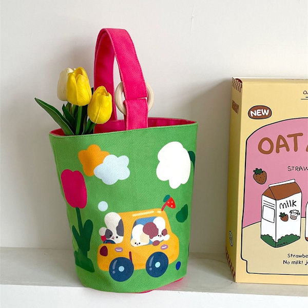 Canvas Handväskor Liten Bucket Bag GRÖN green
