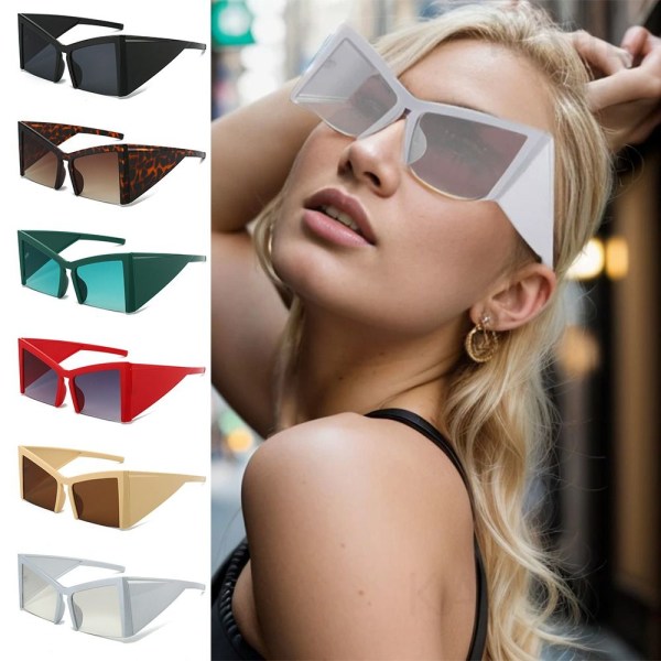 Semi-Rimless Cat Eye Solbriller Firkantede Solbriller GRØN Green