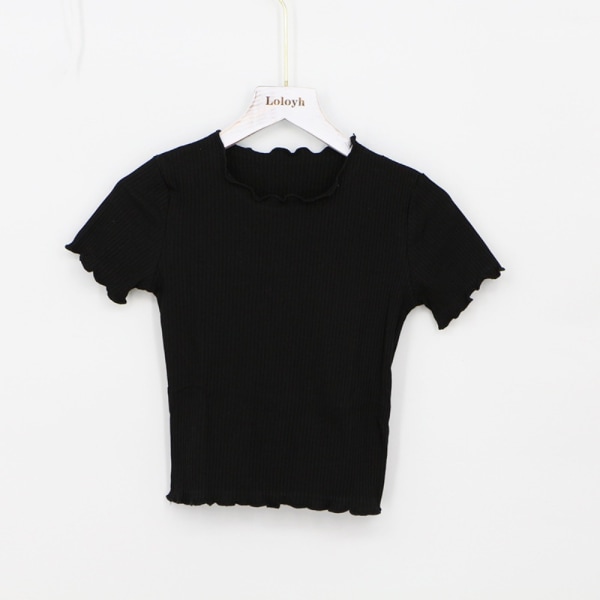 O-hals T-skjorte Slim Fit t-skjorte SVART L L black L-L
