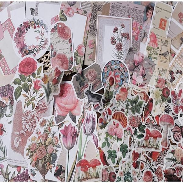 Vintage paperikukkatarrat Washi-tarrat