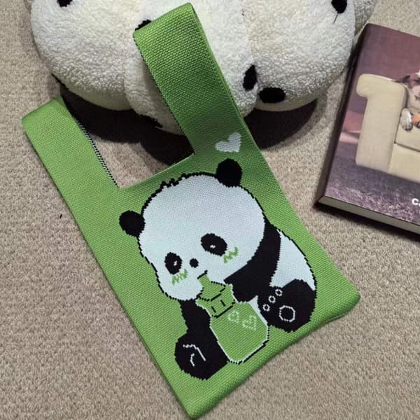 Panda Strikket Håndleddsveske Damevesker BEIGE beige