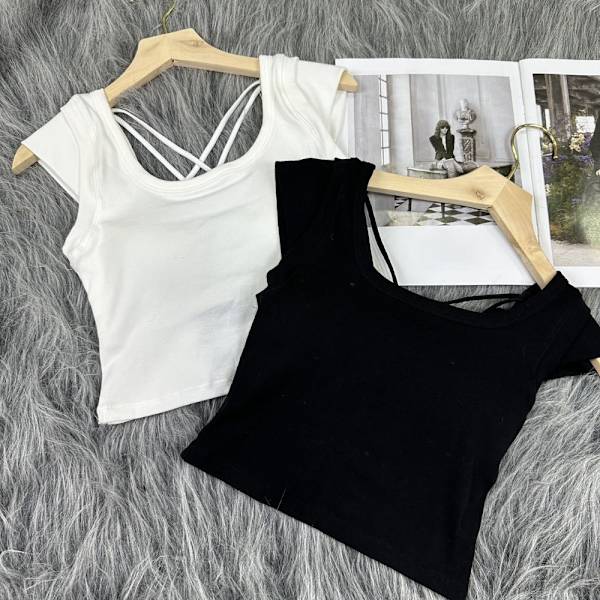 Fly Sleeve Linne Sexig Crop Top MÖRKGRÅ dark grey