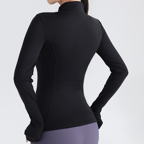 Sport Långärmad Ytterkläder Fitness Stand Up Collar Top Black XL