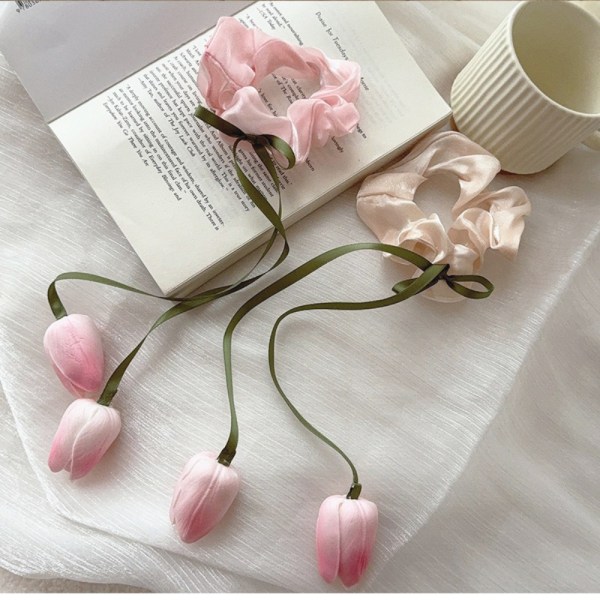 Tulip Flower Rubber Band Head Wear PINK pink