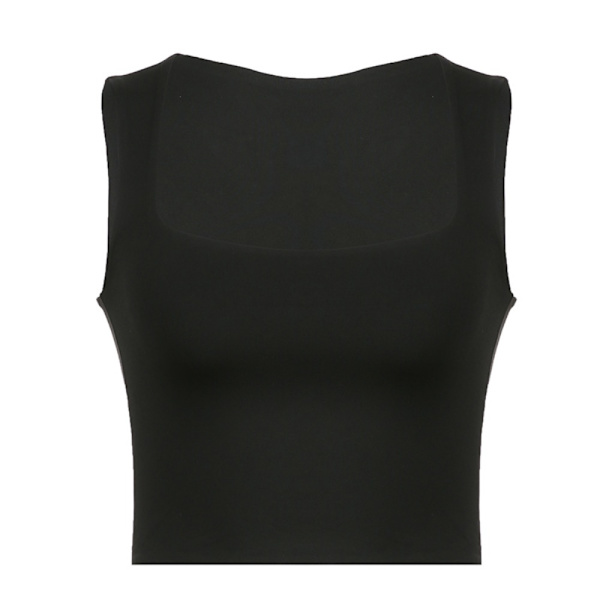 Square Neck Tight Fitting Top Enfärgad Linne M M