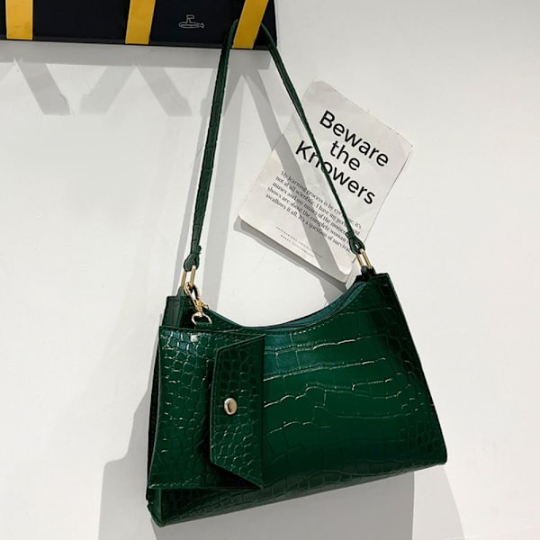Crocodile Pattern Olkalaukku PU-nahkainen Crossbody-laukku VIHREÄ green