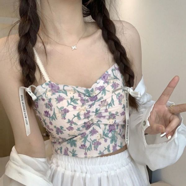 Sløyfe Stroppløs Camisole Ermeløse topper GUL GUL Yellow