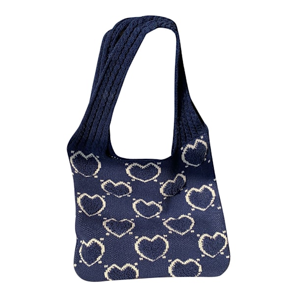 Strikkede håndtasker Hæklet mulepose NAVY BLÅ Navy Blue