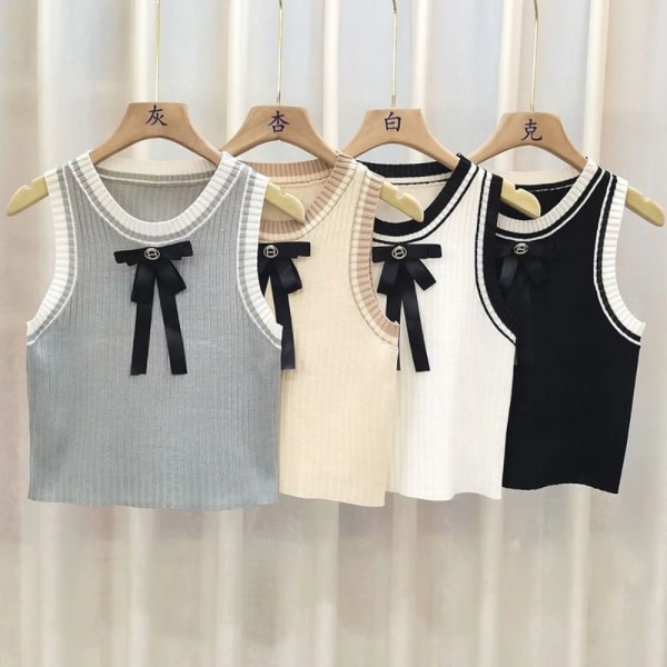 Kvinders ærmeløs camisole strikket ærmeløs top SORT black