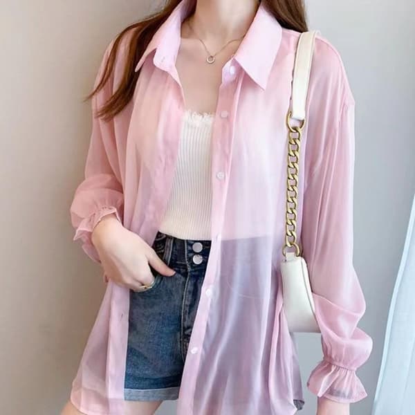 Chiffonbluse til kvinder HVID M White M