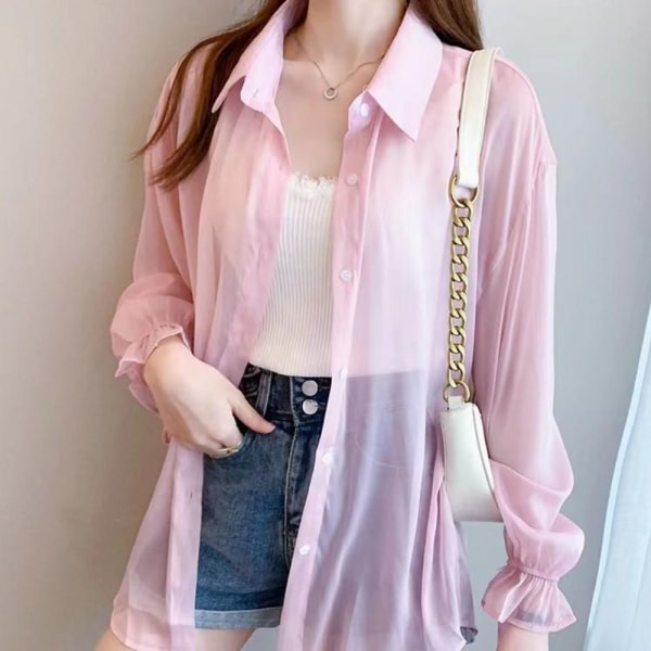 Damebluse Chiffonbluse PINK M Pink M