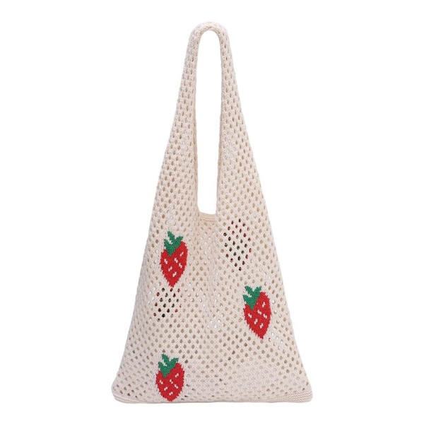 Strikkede håndtasker Hæklet Tote Bag Skuldertaske Apricot