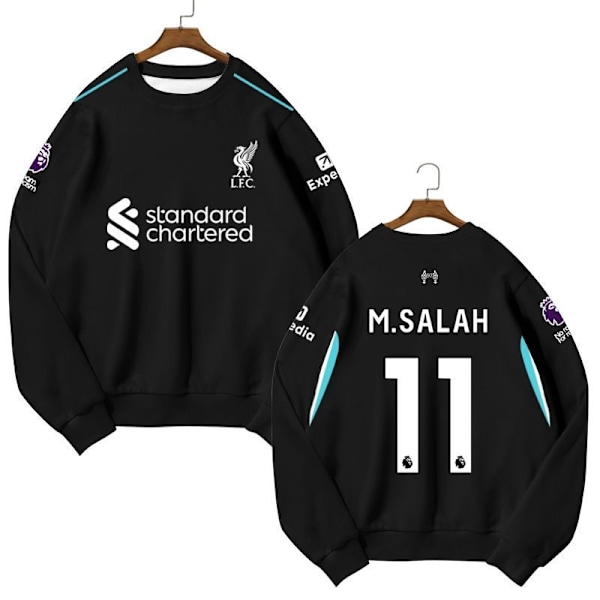 Liverpool fotbollströja sweatshirt hoodie för barn No.11 Salah Röd 110