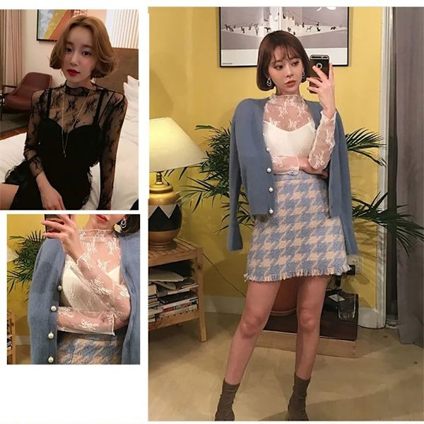 T-skjorte topper se gjennom bluse APRIKOS Apricot