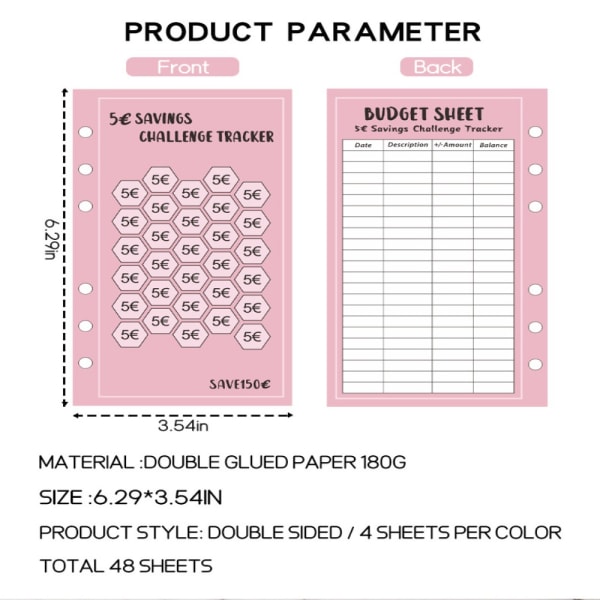 48 STK omkostningsbesparende kort kontantkonvolutter USD 48 ARK USD 48 ARK USD 48 sheet