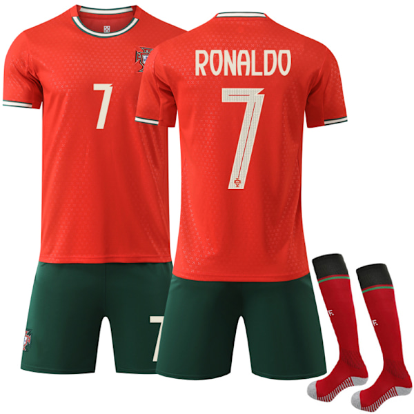 Portugal Hemmafotbollströjor Set 2025-2026 Fotbollskläder Nr 7 Cristiano Ronaldo 18