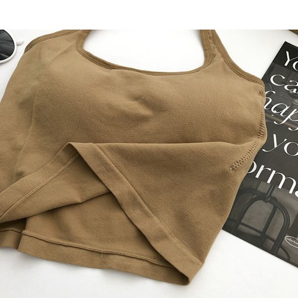 Halter Tank Top Ermeløs toppstropp KHAKI khaki